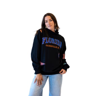 Women's Gameday Social Black Florida Gators Patch Mockneck Sweatshirt