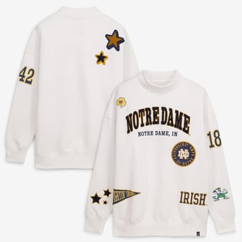 Women's Gameday Social White Notre Dame Fighting Irish Patch Mockneck Sweatshirt