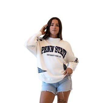 Women's Gameday Social White Penn State Nittany Lions Patch Mockneck Sweatshirt