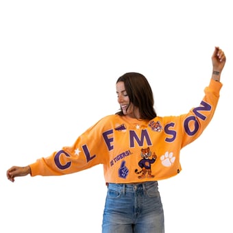 Women's Gameday Social Orange Clemson Tigers Patch Phipps Sweatshirt