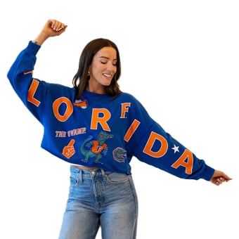 Women's Gameday Social Royal Florida Gators Patch Phipps Sweatshirt