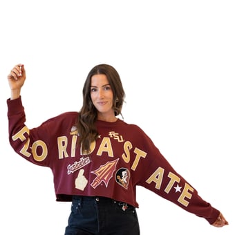 Women's Gameday Social Garnet Florida State Seminoles Patch Phipps Sweatshirt
