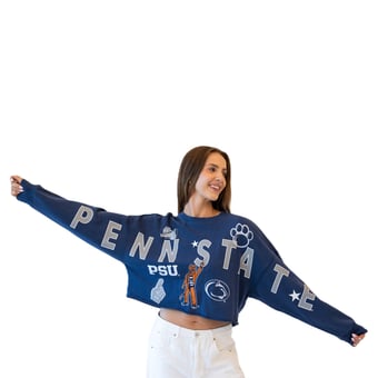 Women's Gameday Social Navy Penn State Nittany Lions Patch Phipps Sweatshirt