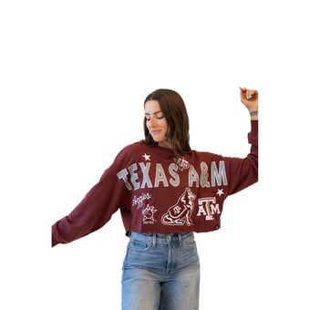 Women's Gameday Social Maroon Texas A&M Aggies Patch Phipps Sweatshirt