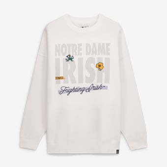 Women's Gameday Social White Notre Dame Fighting Irish Striped Patch Sweatshirt