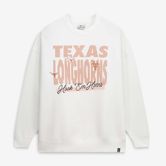 Women's Gameday Social White Texas Longhorns Striped Patch Sweatshirt
