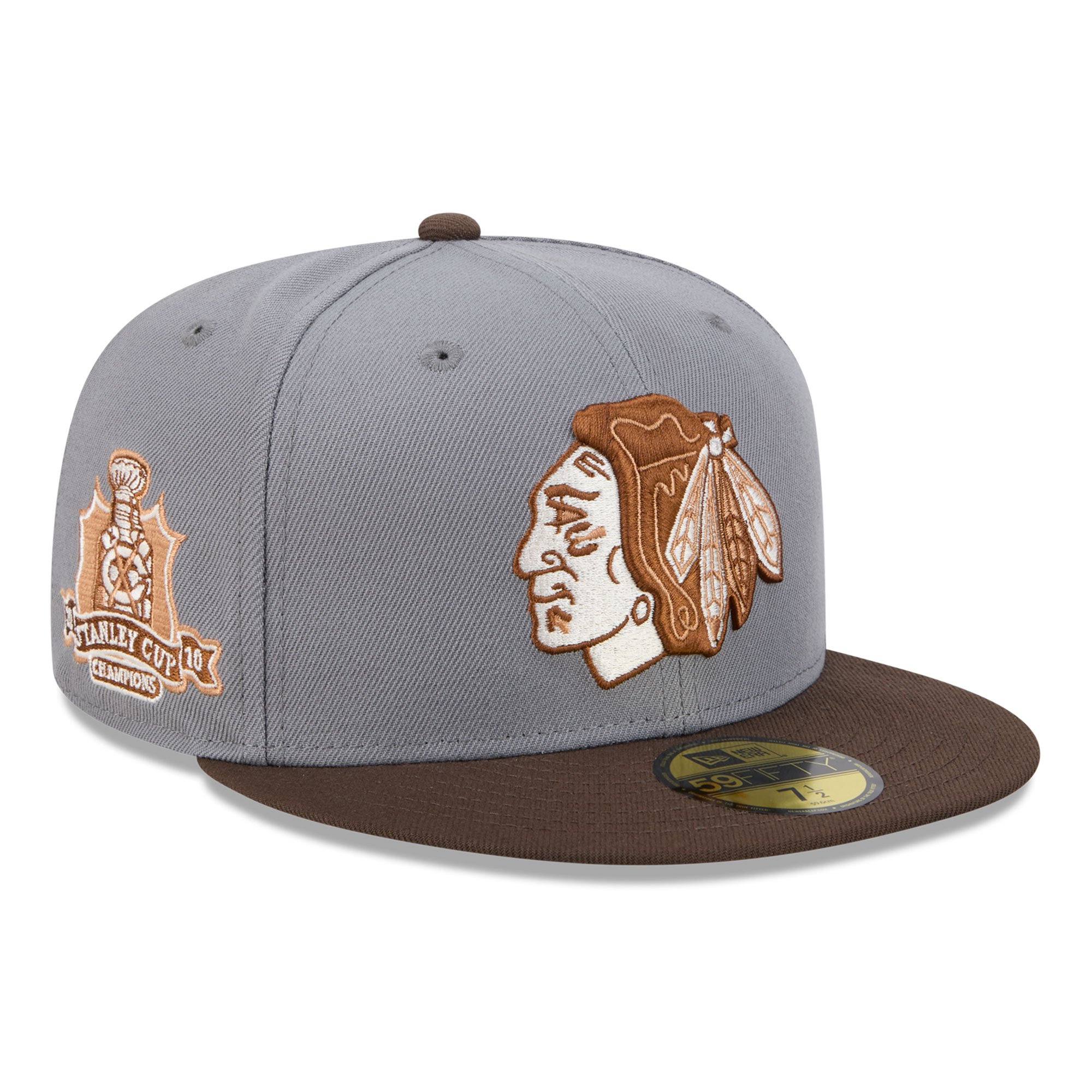 Men’s New Era Charcoal/Brown Chicago Blackhawks Wood Tones 59FIFTY Fitted Hat Men’s New Era Charcoal/Brown Chicago Blackhawks Wood Tones 59FIFTY Fitted Hat