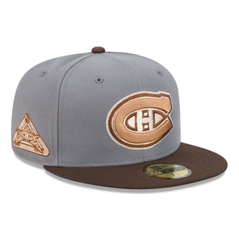 Men's New Era Charcoal/Brown Montreal Canadiens Wood Tones 59FIFTY Fitted Hat