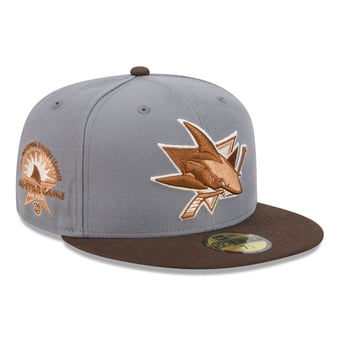 Men's New Era Charcoal/Brown San Jose Sharks Wood Tones 59FIFTY Fitted Hat