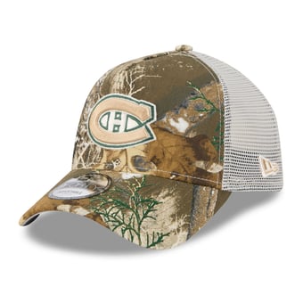 Men's New Era Camo Montreal Canadiens Real Tree A-Frame 9FORTY Adjustable Trucker Hat