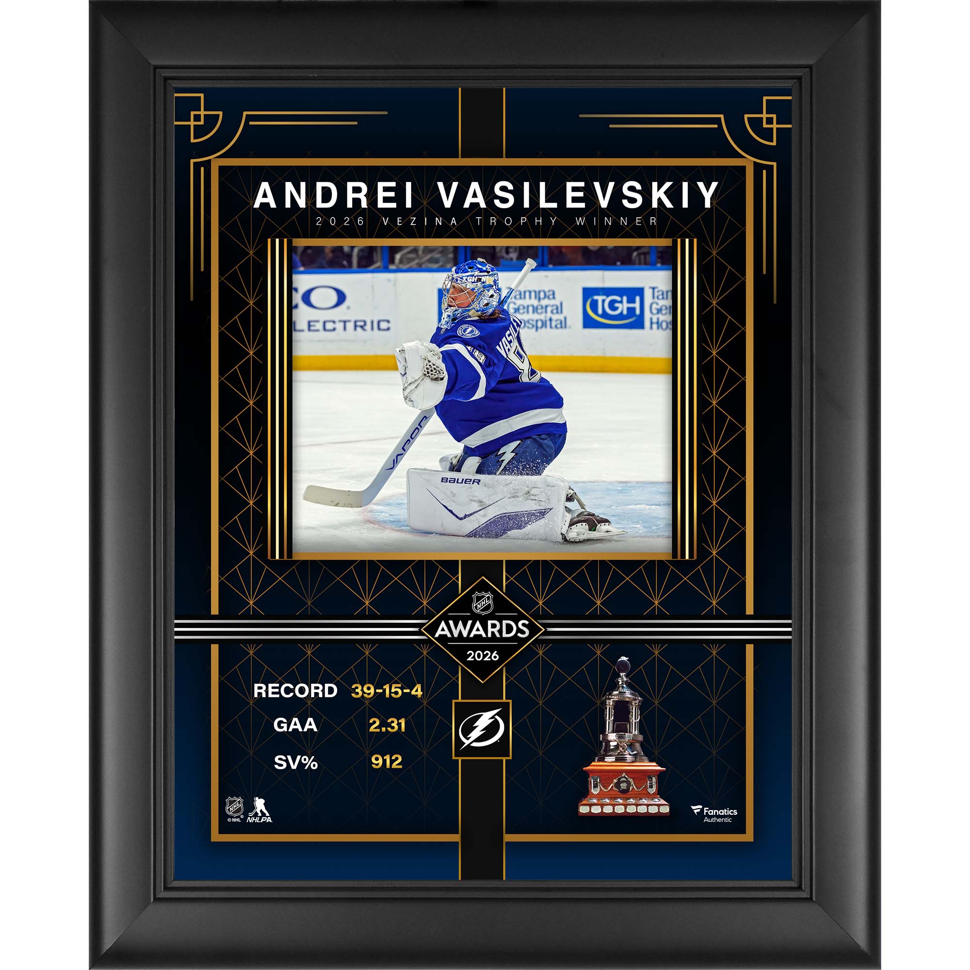 Andrei Vasilevskiy Tampa Bay Lightning Framed 13″ x 16″ 2026 Vezina Trophy Winner Collage Andrei Vasilevskiy Tampa Bay Lightning Framed 13″ x 16″ 2026 Vezina Trophy Winner Collage