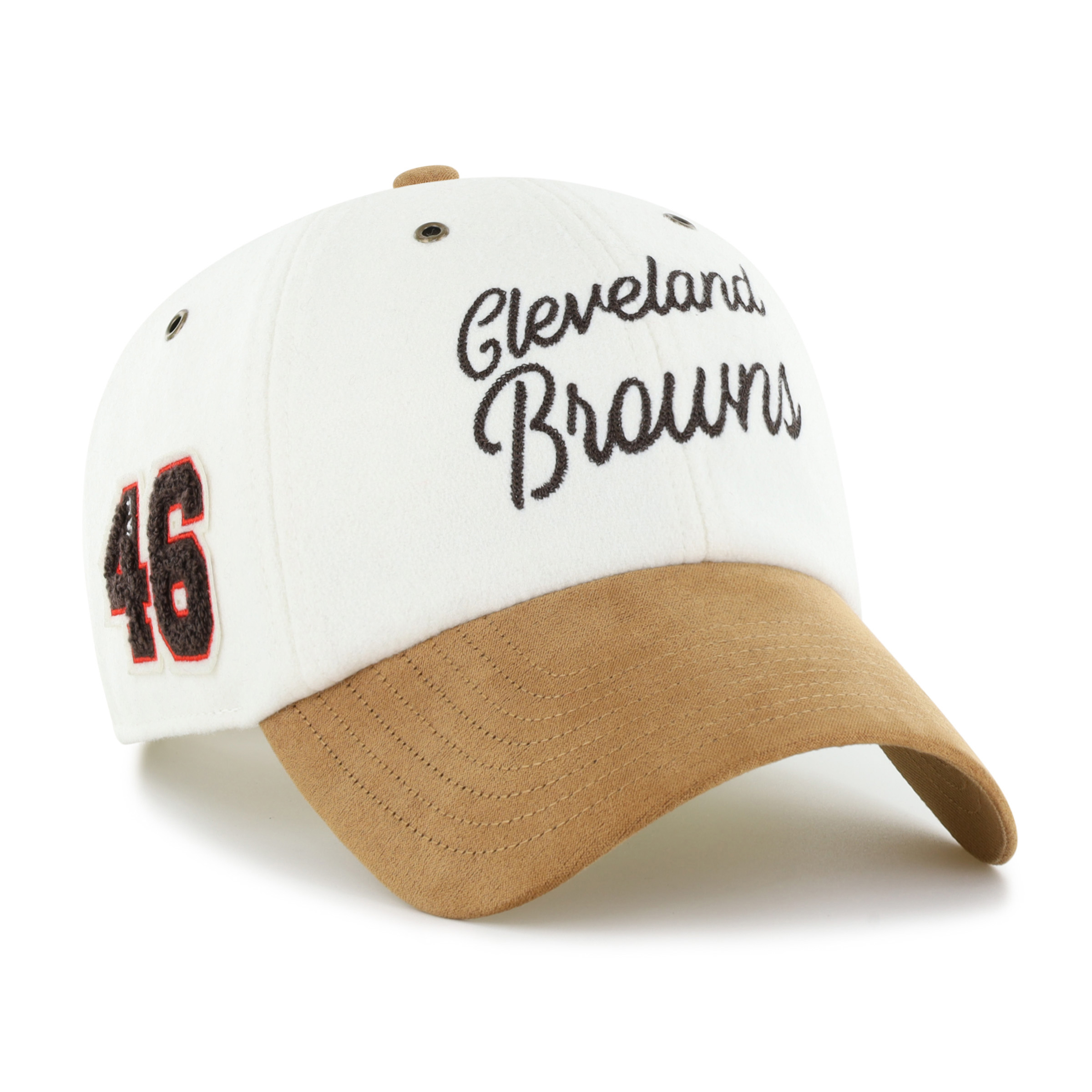 Women's Stoney Clover Lane x '47 Cream/Tan Cleveland Browns Cursive Clean Up Adjustable Hat