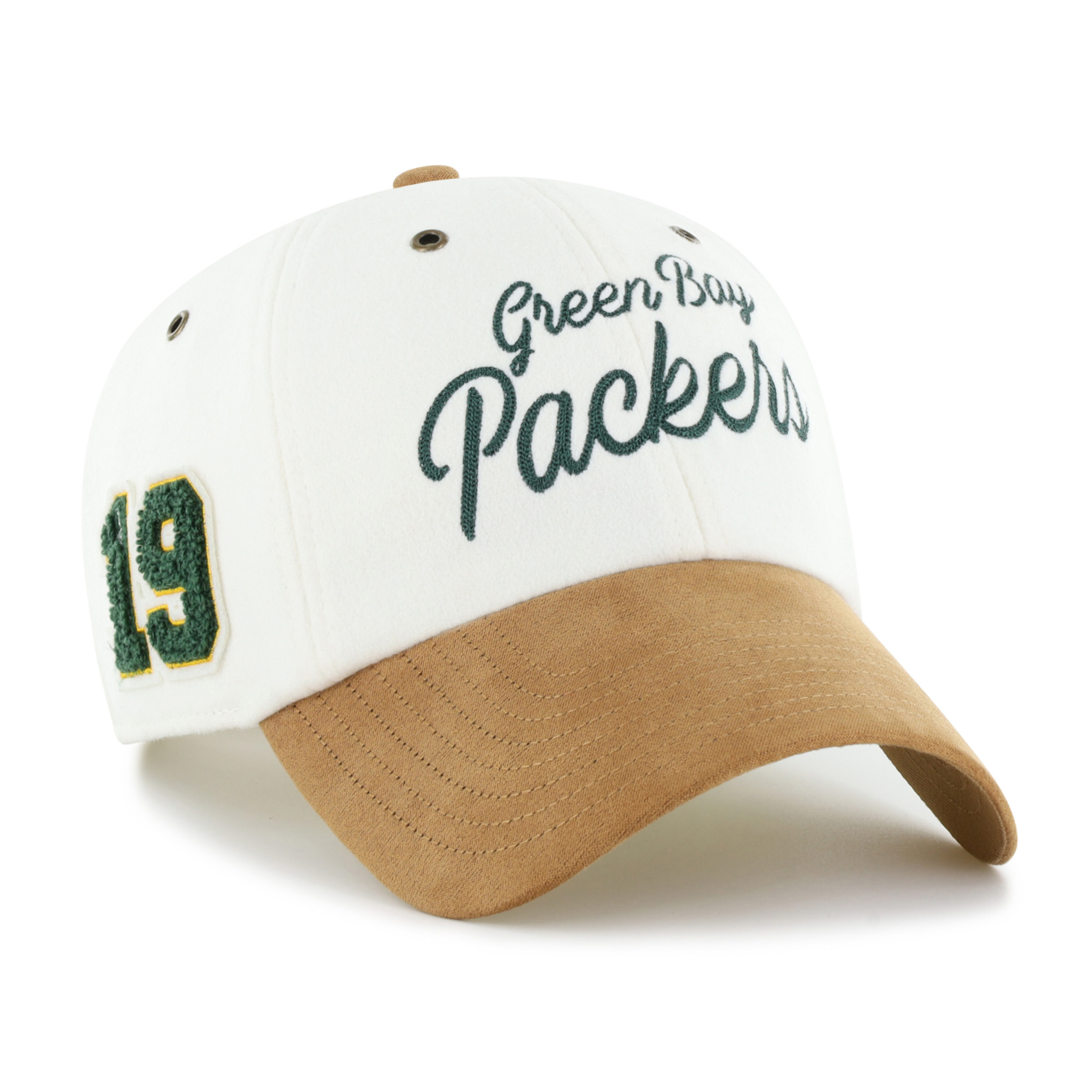 Women's Stoney Clover Lane x '47 Cream/Tan Green Bay Packers Cursive Clean Up Adjustable Hat