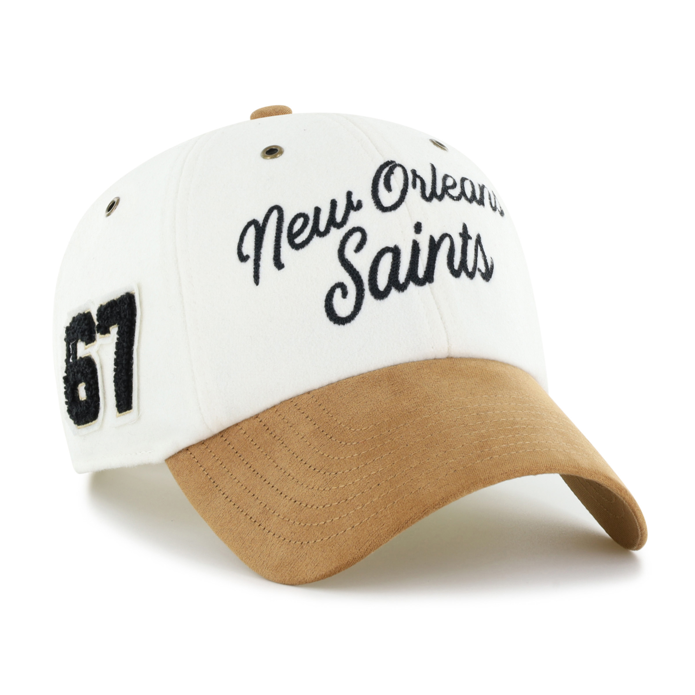 Women's Stoney Clover Lane x '47 Cream/Tan New Orleans Saints Cursive Clean Up Adjustable Hat