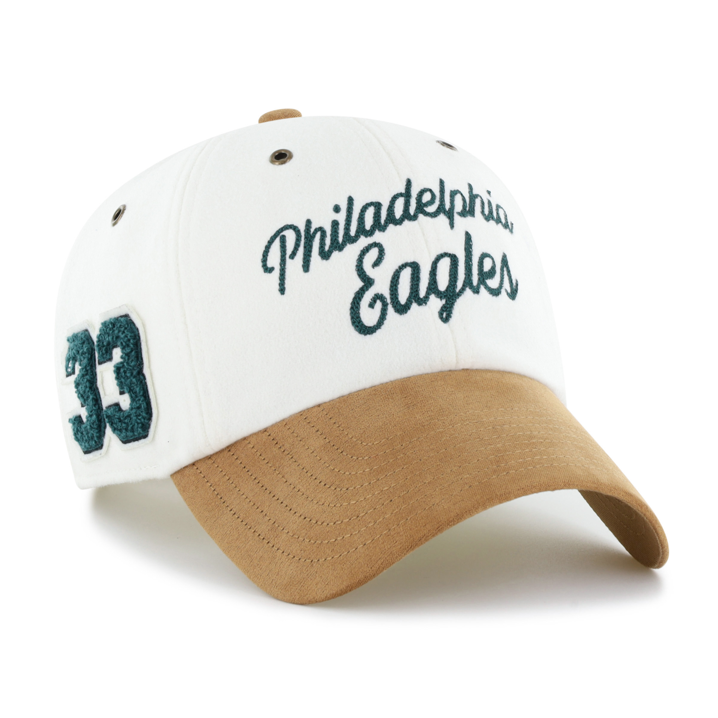 Women's Stoney Clover Lane x '47 Cream/Tan Philadelphia Eagles Cursive Clean Up Adjustable Hat
