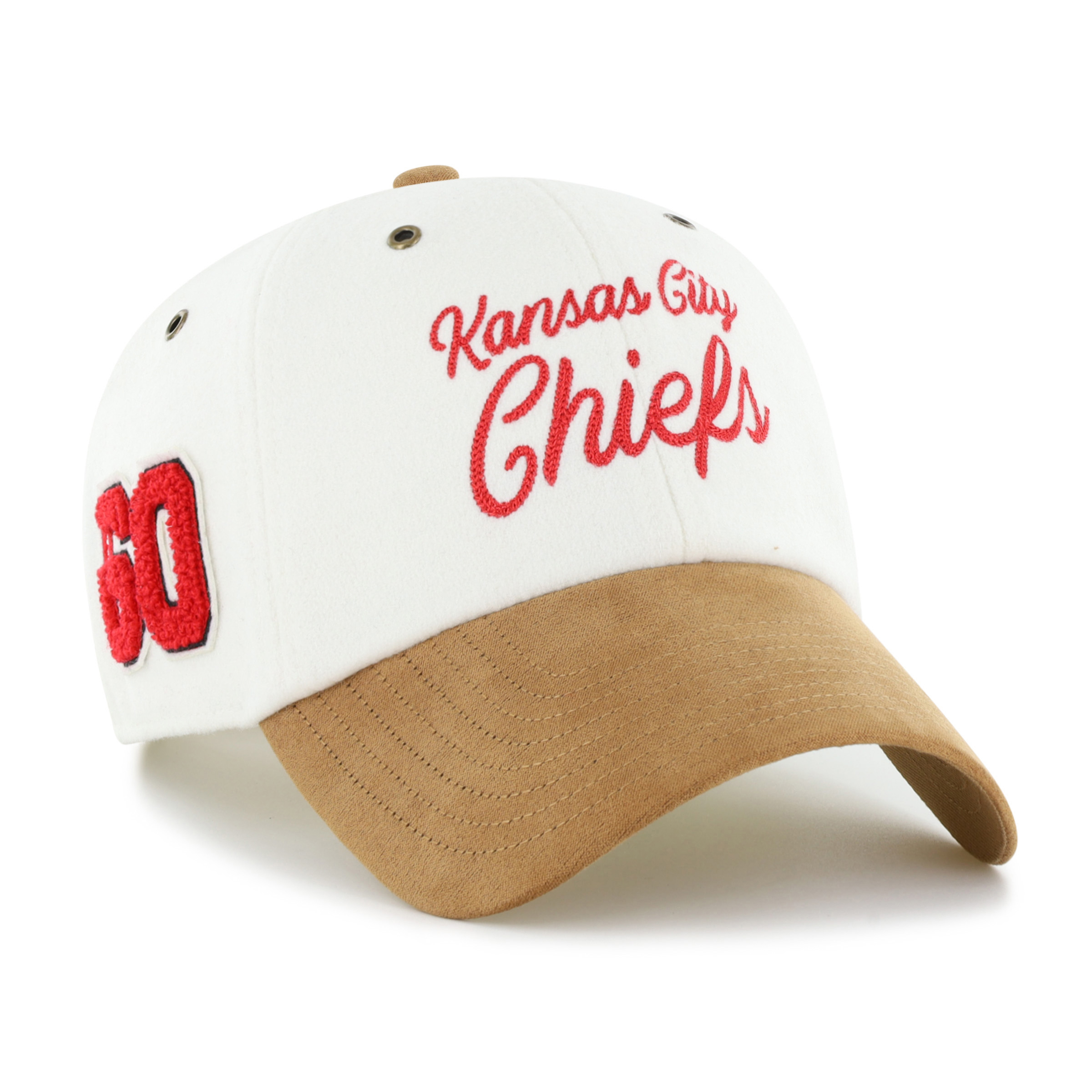 Women's Stoney Clover Lane x '47 Cream/Tan Kansas City Chiefs Cursive Clean Up Adjustable Hat