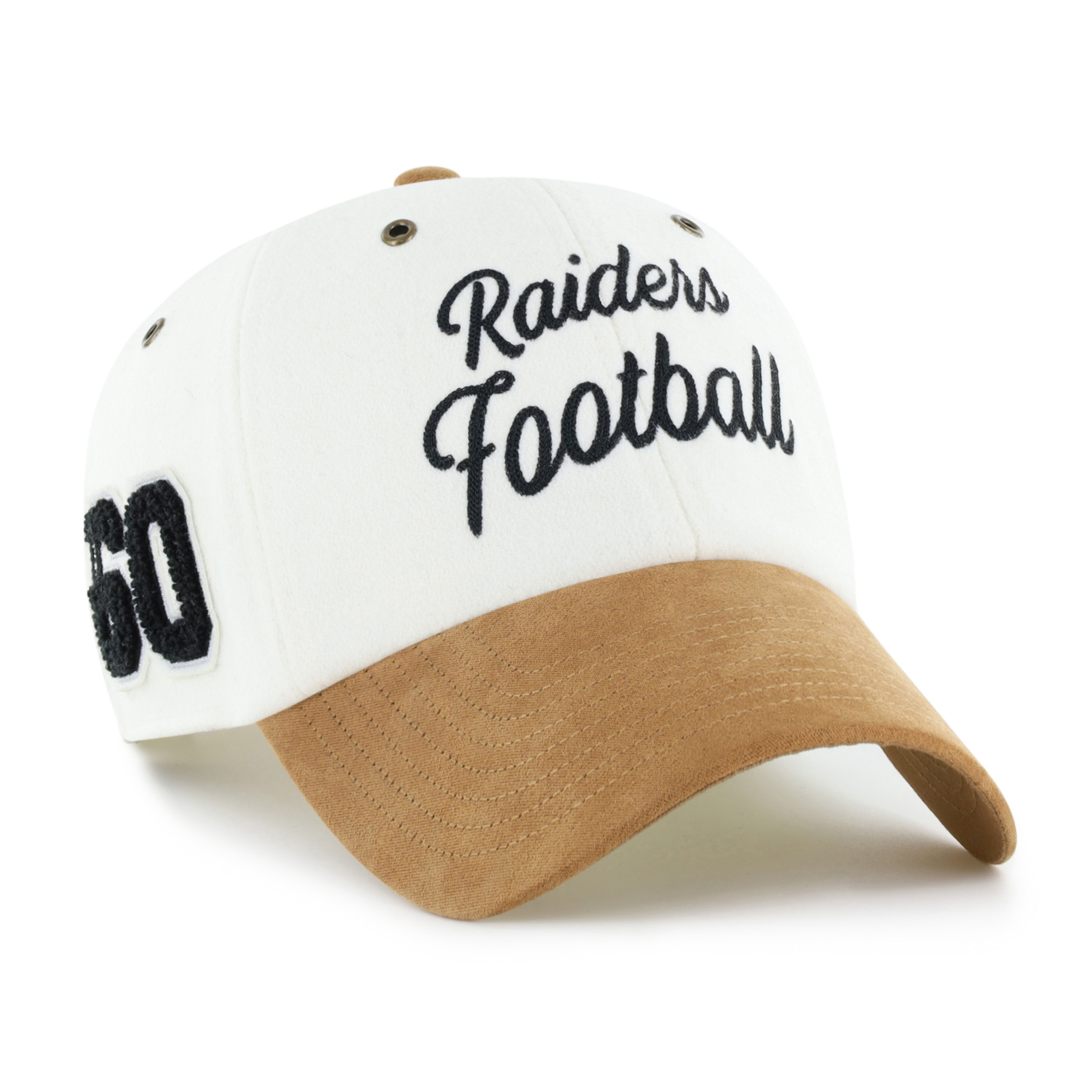 Women's Stoney Clover Lane x '47 Cream/Tan Las Vegas Raiders Cursive Clean Up Adjustable Hat