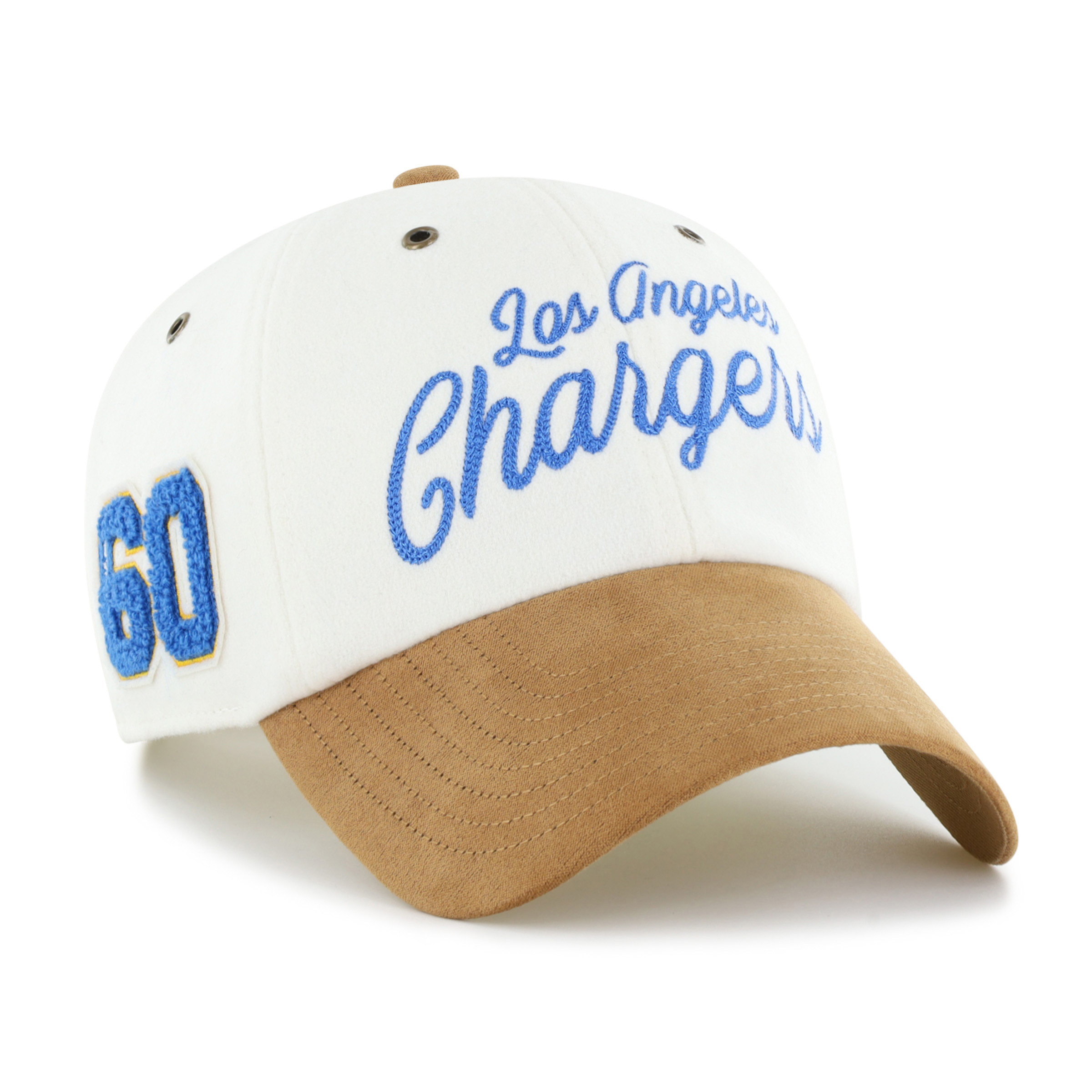 Women's Stoney Clover Lane x '47 Cream/Tan Los Angeles Chargers Cursive Clean Up Adjustable Hat