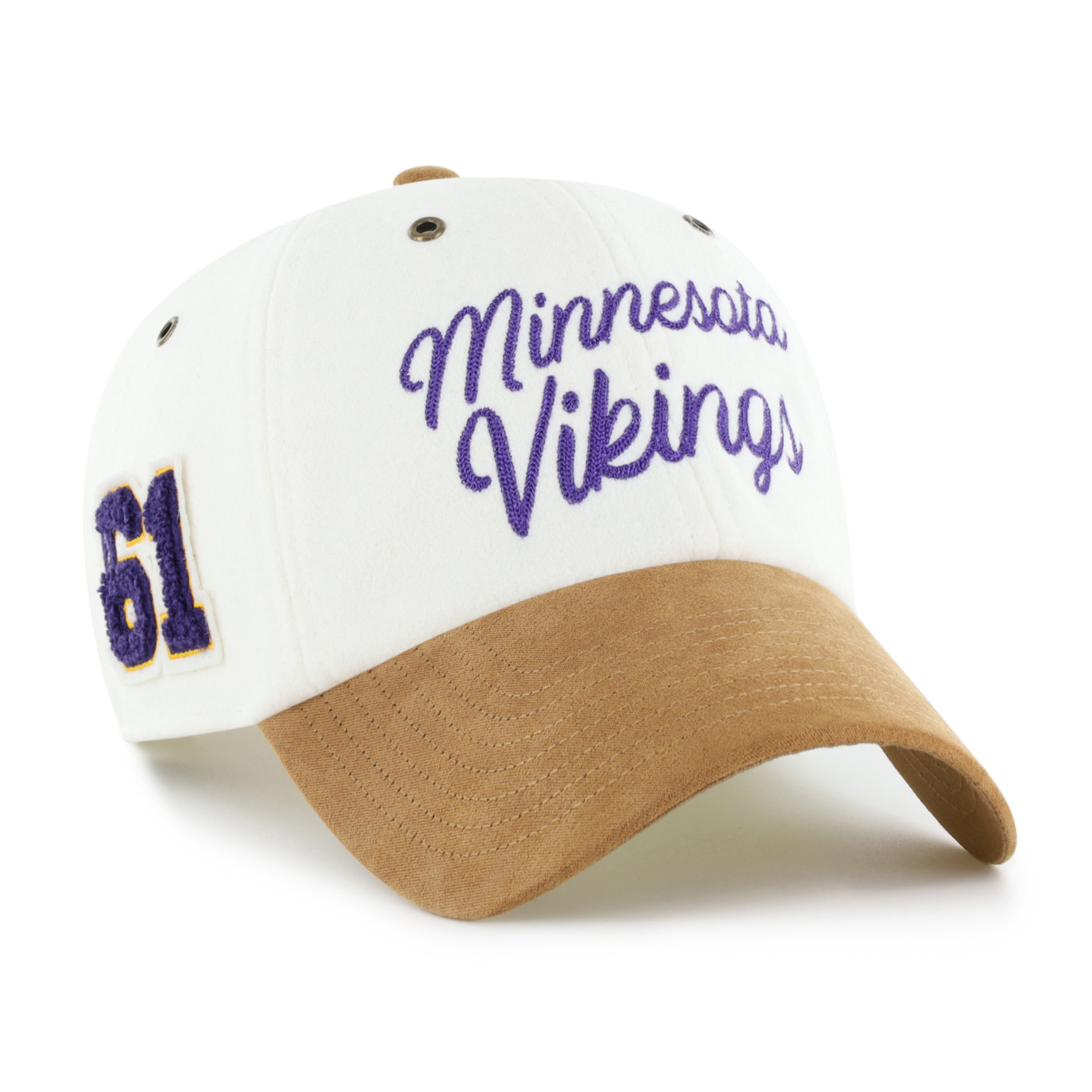 Women's Stoney Clover Lane x '47 Cream/Tan Minnesota Vikings Cursive Clean Up Adjustable Hat