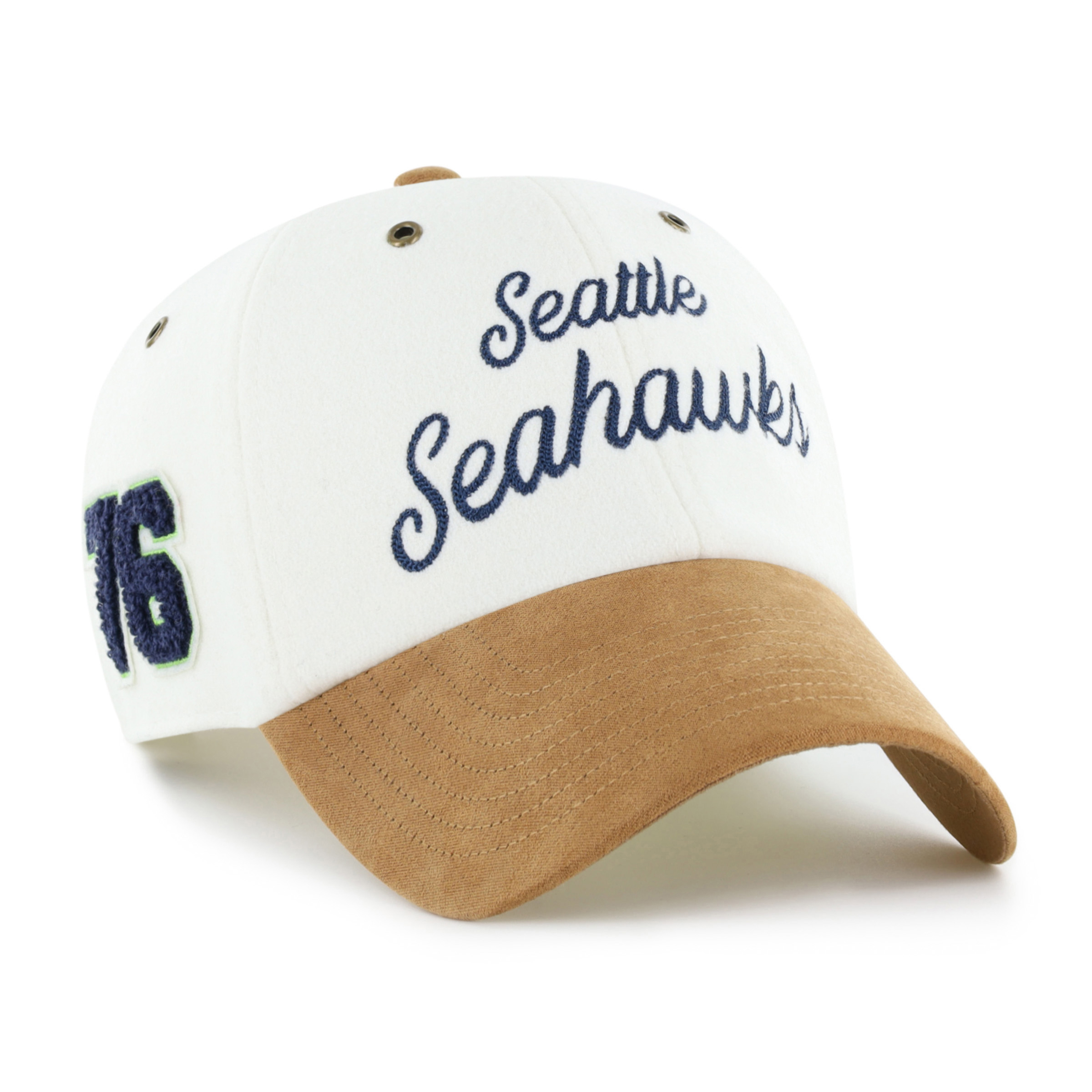 Women's Stoney Clover Lane x '47 Cream/Tan Seattle Seahawks Cursive Clean Up Adjustable Hat