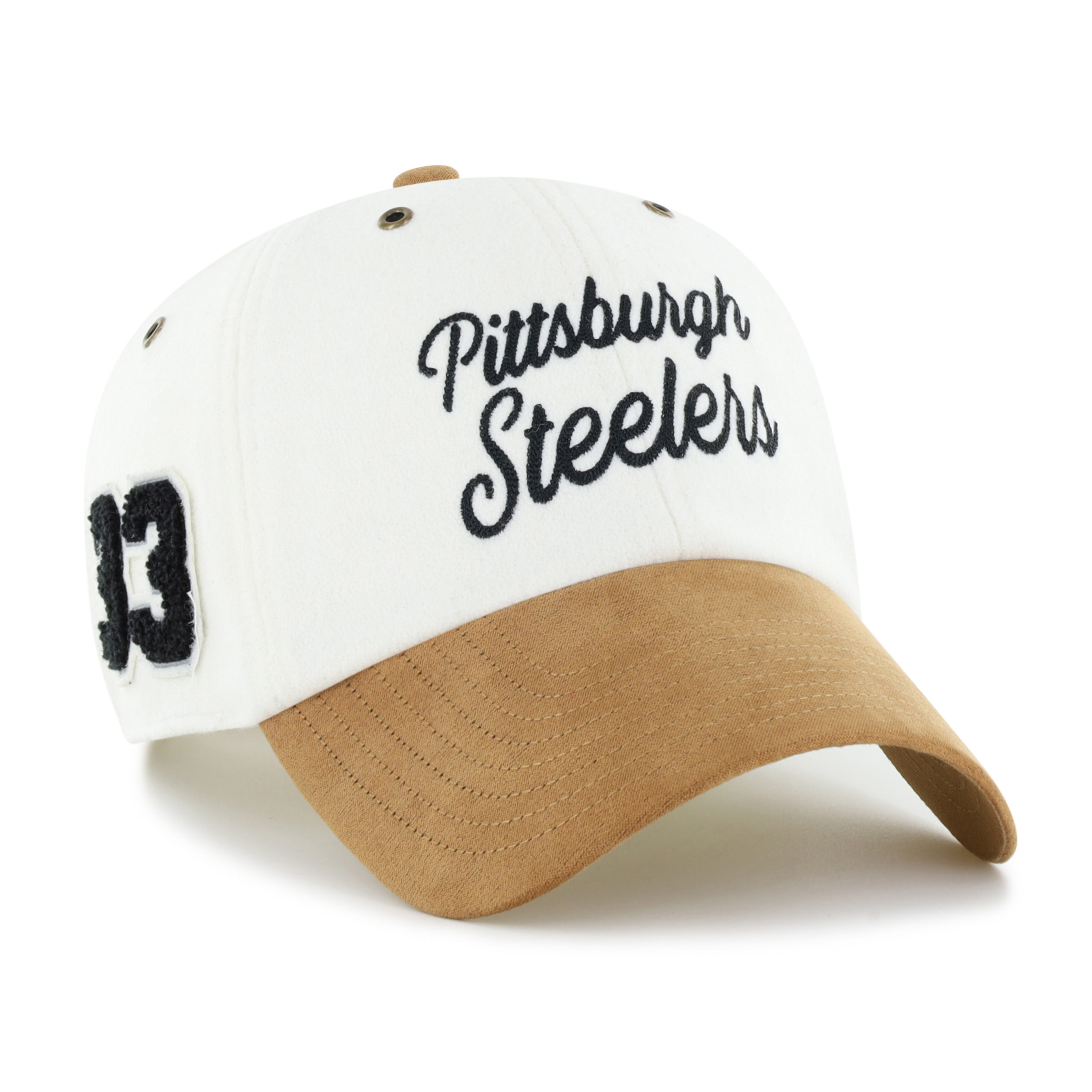 Women's Stoney Clover Lane x '47 Cream/Tan Pittsburgh Steelers Cursive Clean Up Adjustable Hat