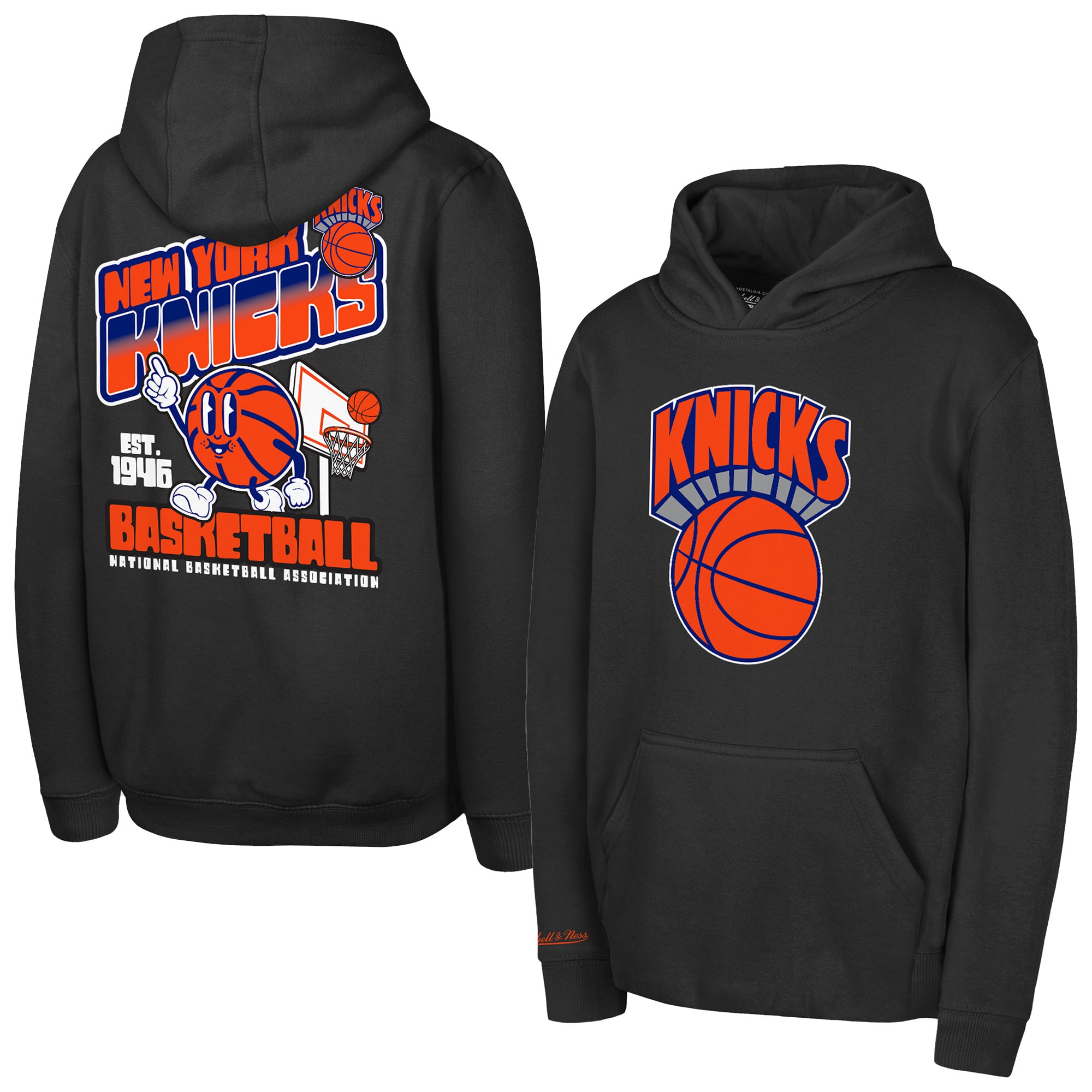 Youth Mitchell & Ness  Black New York Knicks Free Throwback Fleece Hoodie
