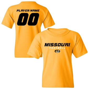 Youth Gold Missouri Tigers NIL Pick-A-Player Football Shirsey T-Shirt