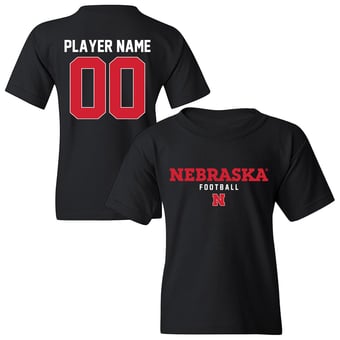 Youth Black Nebraska Huskers NIL Pick-A-Player Football Shirsey T-Shirt