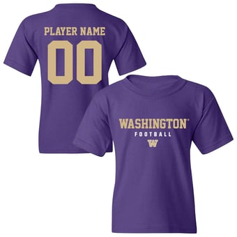 Youth Purple Washington Huskies NIL Pick-A-Player Football Shirsey T-Shirt