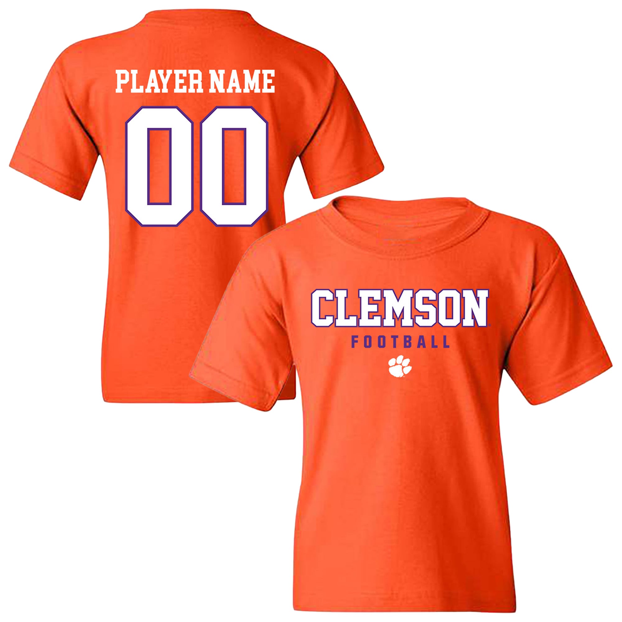 Youth Orange Clemson Tigers NIL Pick-A-Player Football Shirsey T-Shirt