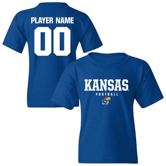 Youth Royal Kansas Jayhawks NIL Pick-A-Player Football Shirsey T-Shirt