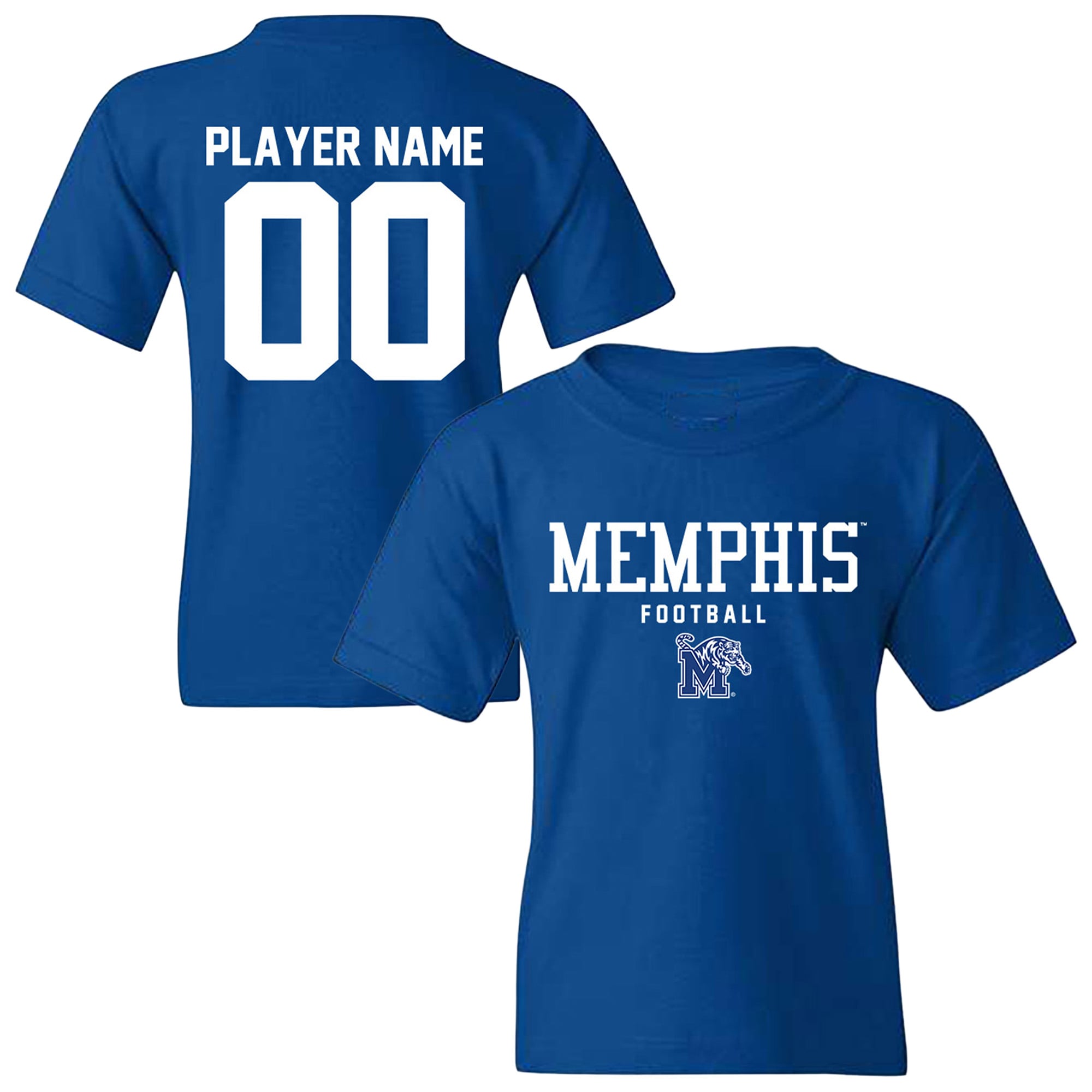 Youth Royal Memphis Tigers NIL Pick-A-Player Football Shirsey T-Shirt
