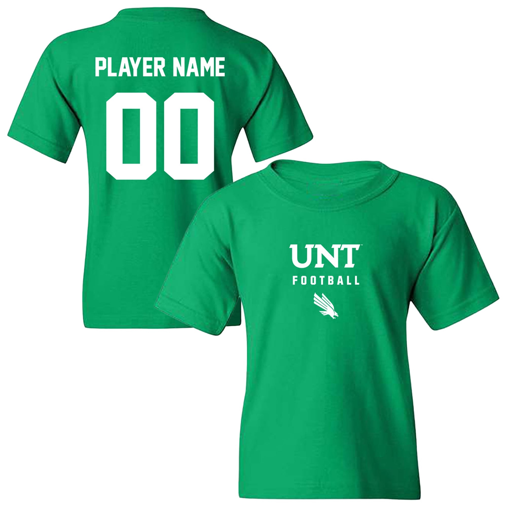 Youth Kelly Green North Texas Mean Green NIL Pick-A-Player Football Shirsey T-Shirt