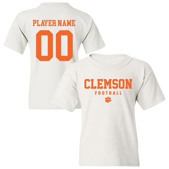 Youth White Clemson Tigers NIL Pick-A-Player Football Shirsey T-Shirt