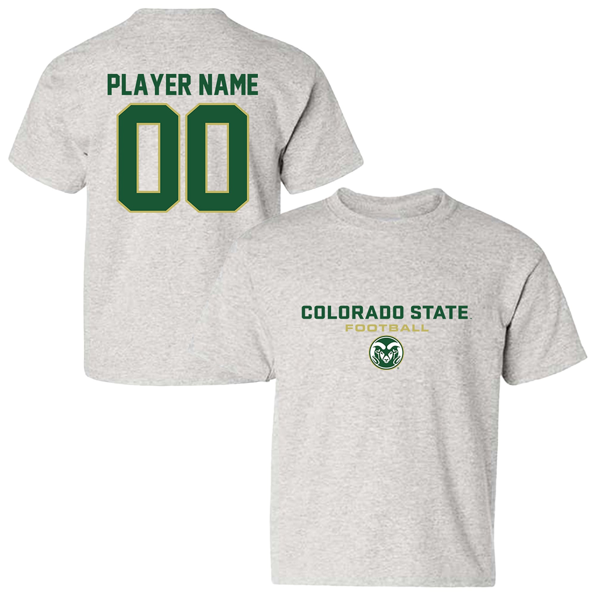Youth Ash Colorado State Rams NIL Pick-A-Player Football Shirsey T-Shirt
