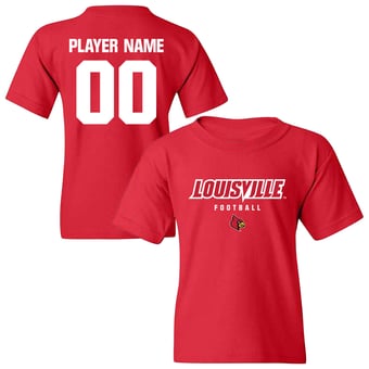 Youth Red Louisville Cardinals NIL Pick-A-Player Football Shirsey T-Shirt