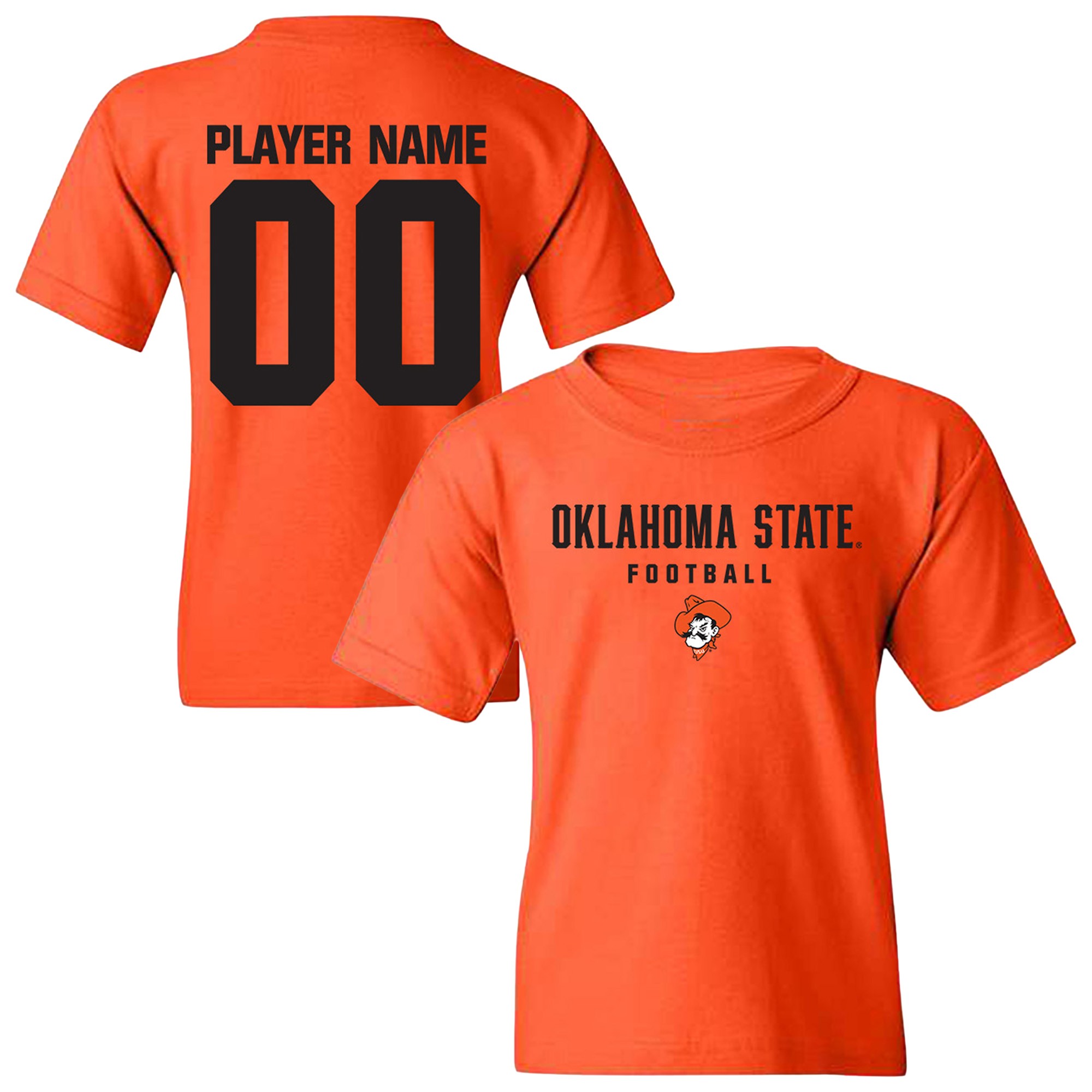 Youth Orange Oklahoma State Cowboys NIL Pick-A-Player Football Shirsey T-Shirt