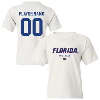 Youth White Florida Gators NIL Pick-A-Player Football Shirsey T-Shirt