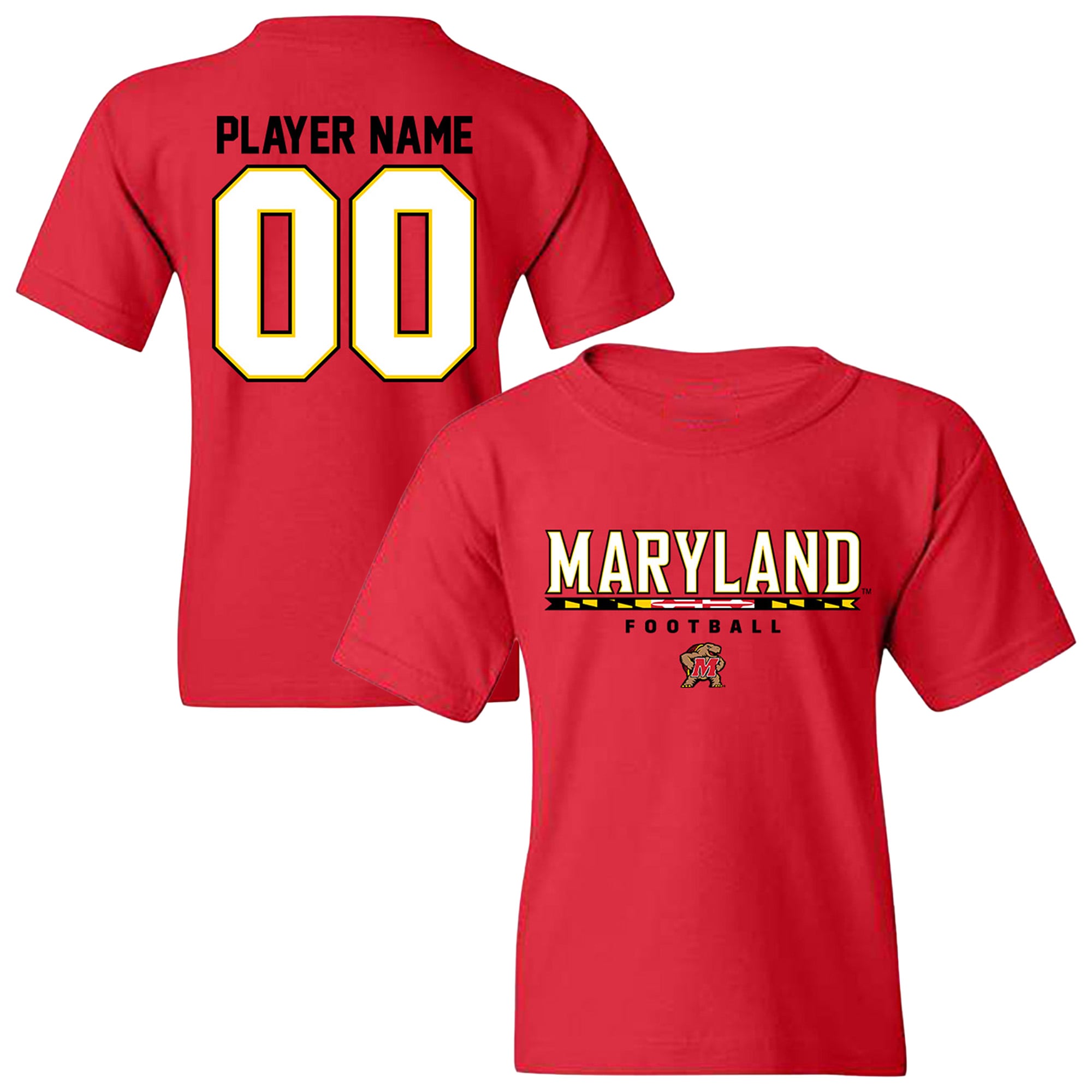 Youth Red Maryland Terrapins NIL Pick-A-Player Football Shirsey T-Shirt