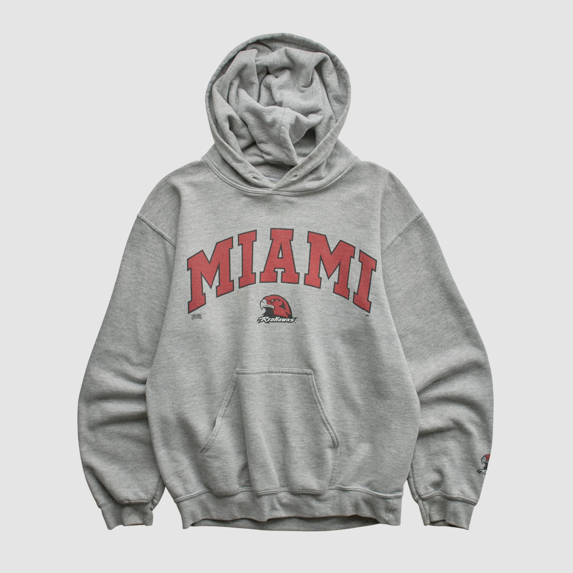 Miami University RedHawks 2010s Hooded Pullover Sweatshirt - Heather Gray - XS by Fanatics Real Vintage