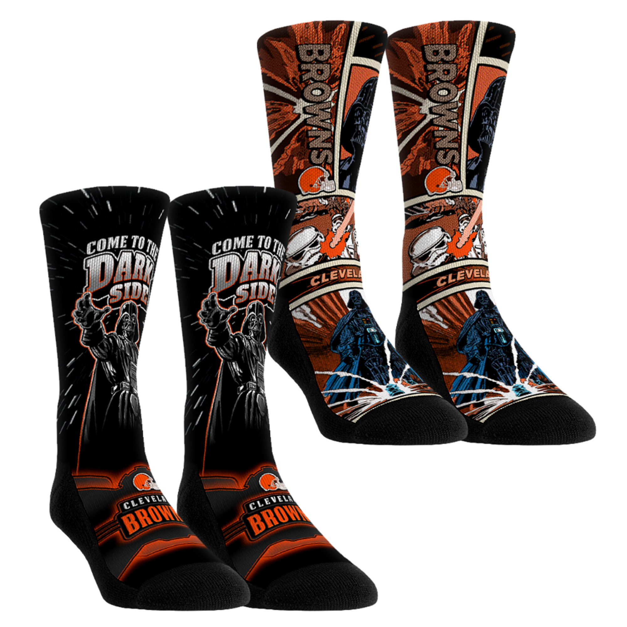 Unisex Rock Em Orange Cleveland Browns Star Wars Empire Two-Pack Crew Socks