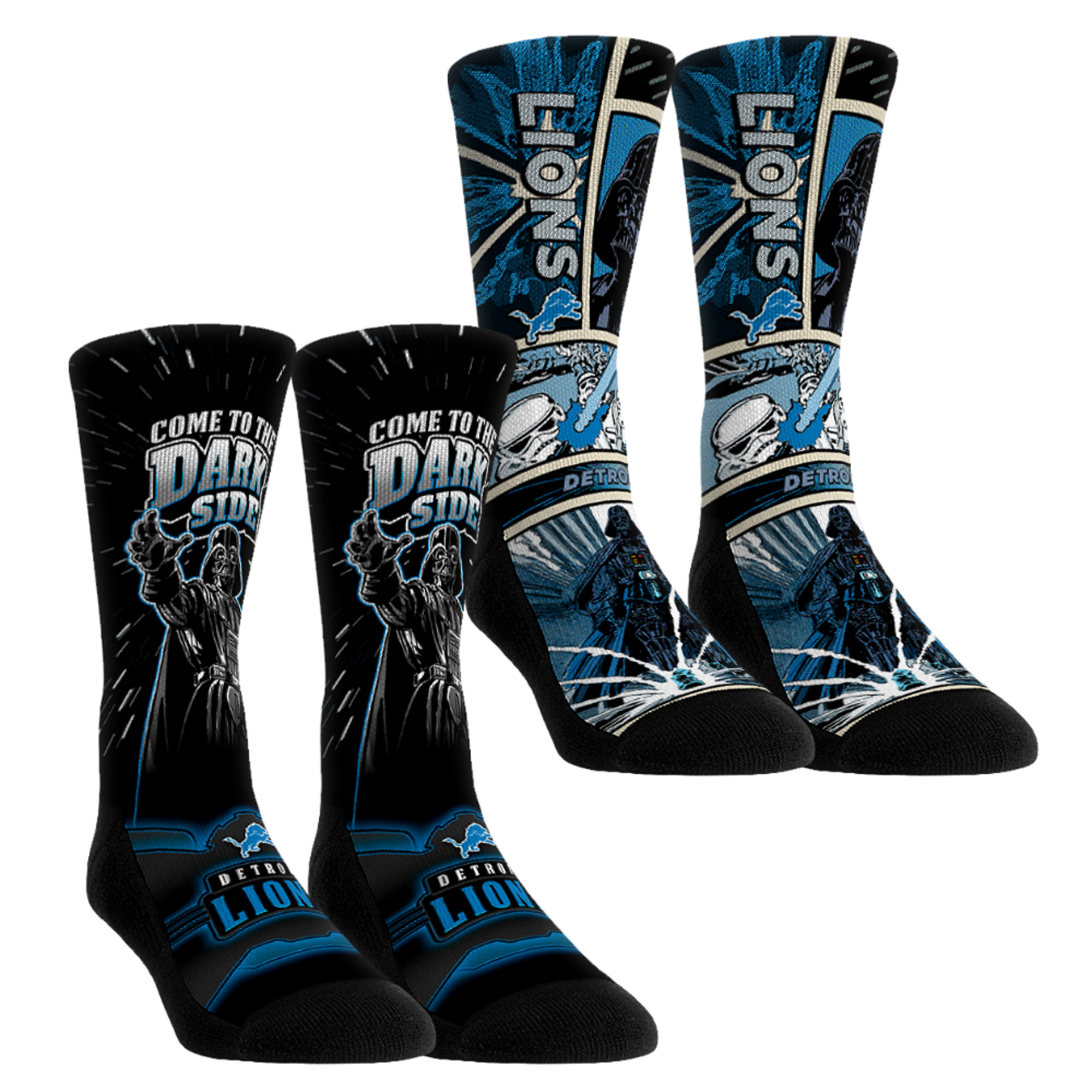 Unisex Rock Em  Blue Detroit Lions Star Wars Empire Two-Pack Crew Socks