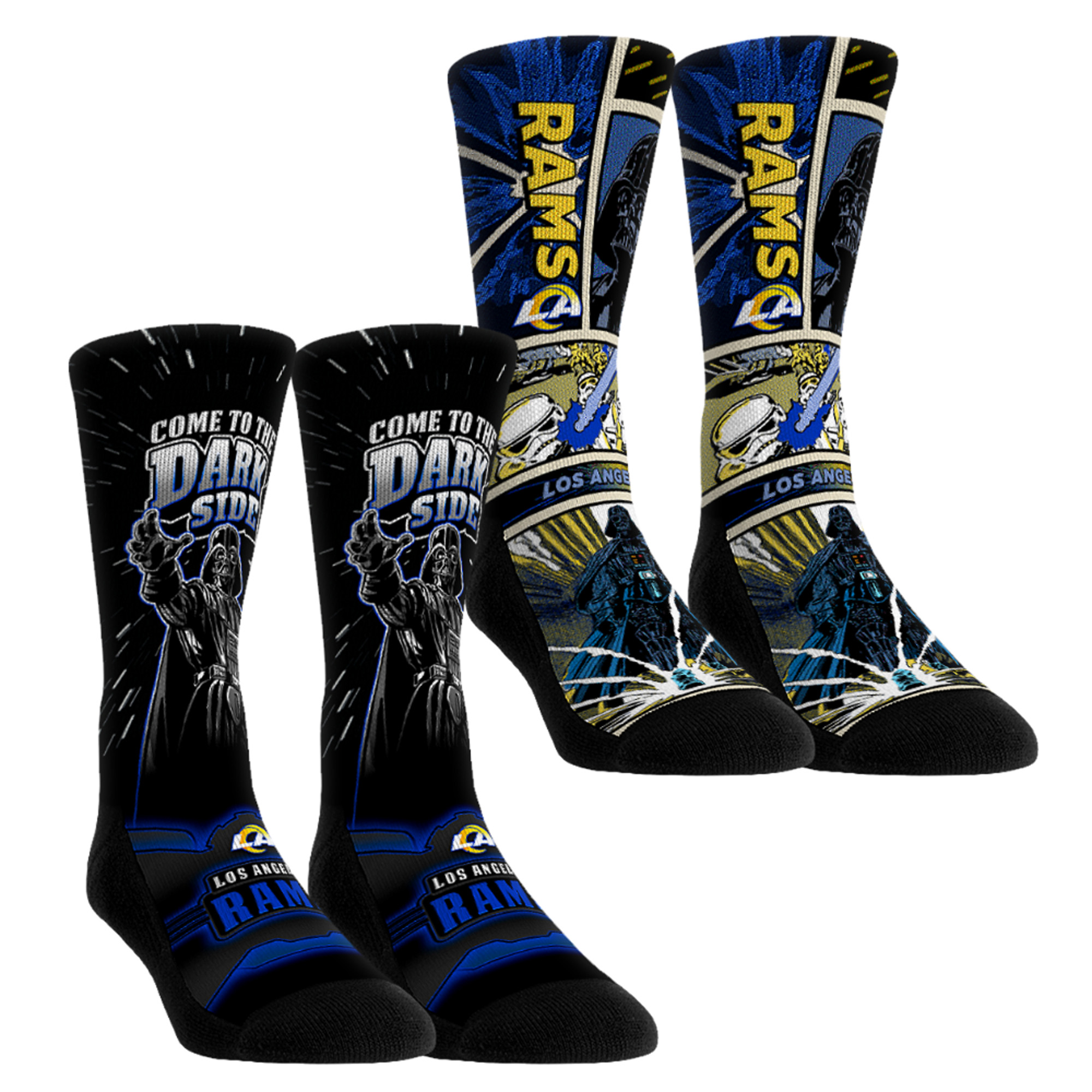Unisex Rock Em Blue Los Angeles Rams Star Wars Empire Two-Pack Crew Socks