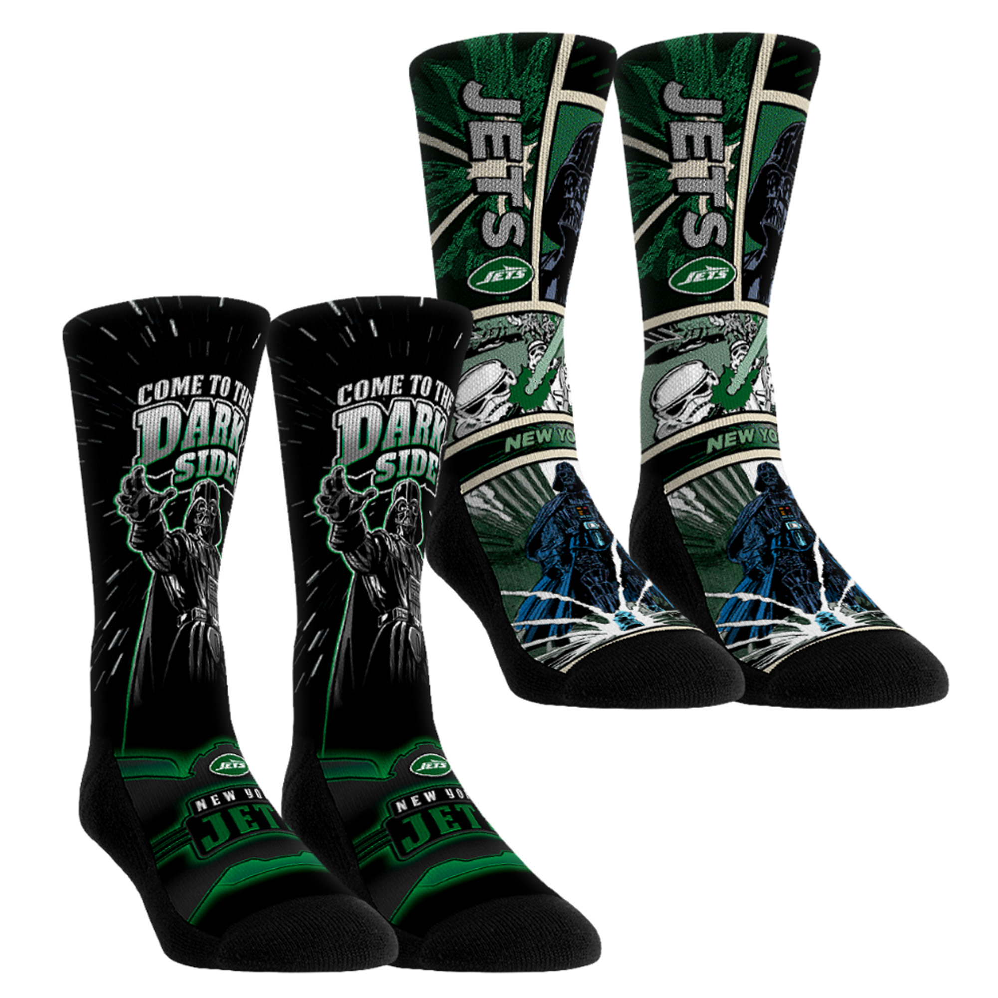 Unisex Rock Em  Green New York Jets Star Wars Empire Two-Pack Crew Socks