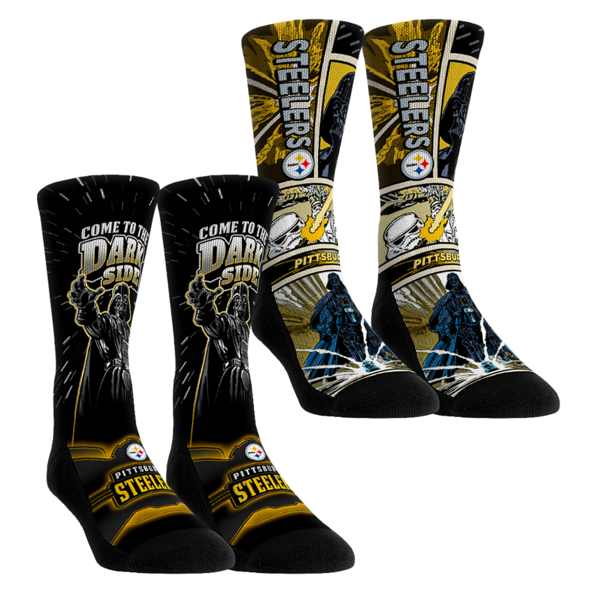 Unisex Rock Em  Black Pittsburgh Steelers Star Wars Empire Two-Pack Crew Socks