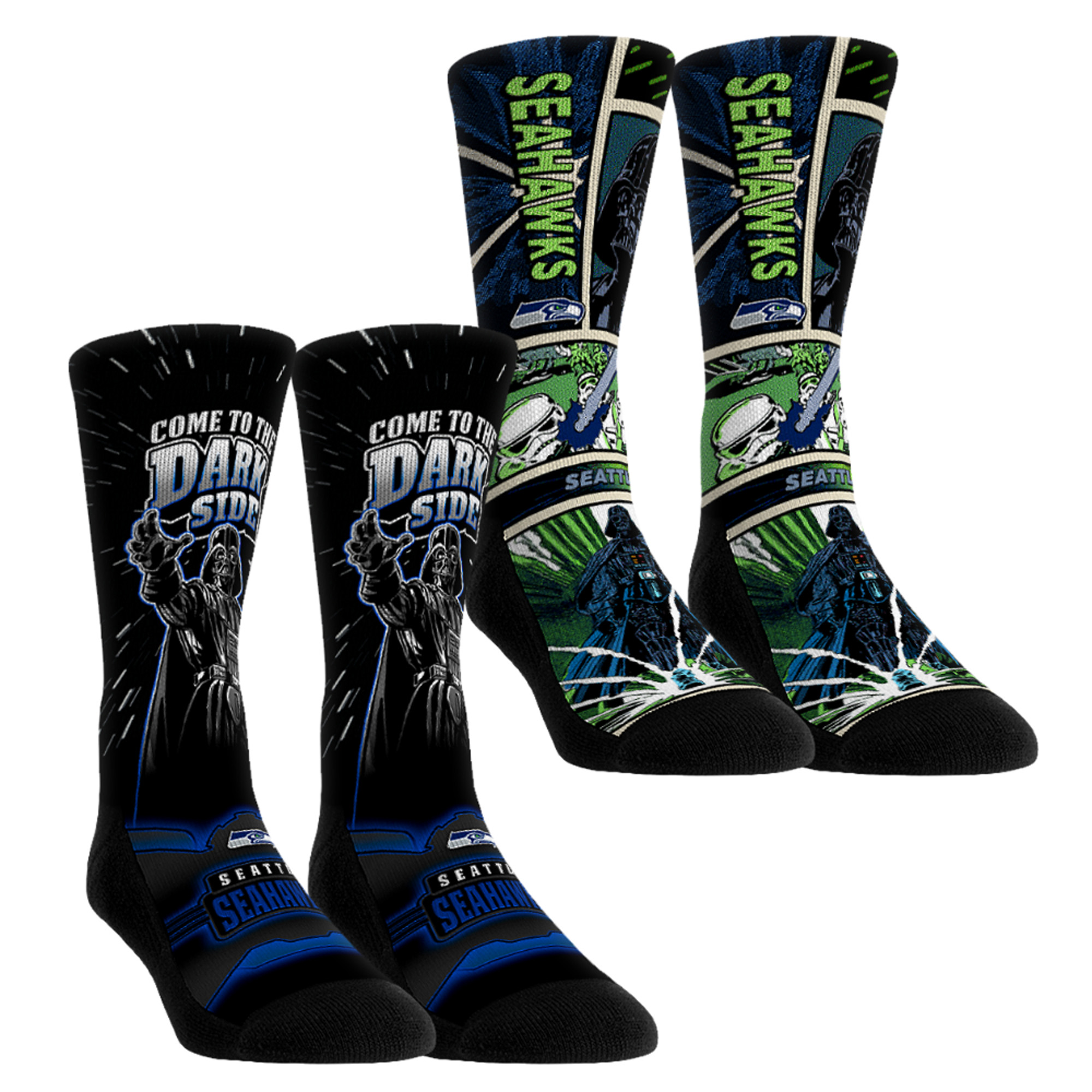 Unisex Rock Em Navy Seattle Seahawks Star Wars Empire Two-Pack Crew Socks
