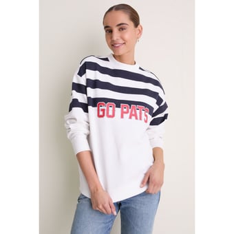 Women's Tuckernuck White/Navy New England Patriots Stripe Sweatshirt