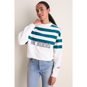 Women's Tuckernuck White/Midnight Green Philadelphia Eagles Stripe Sweatshirt
