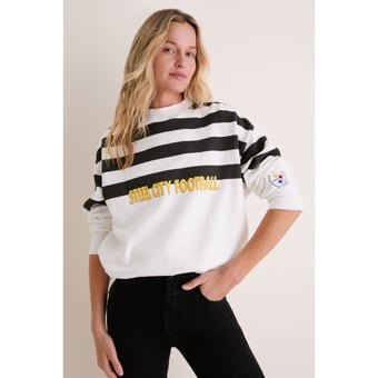 Women's Tuckernuck White/Black Pittsburgh Steelers Stripe Sweatshirt