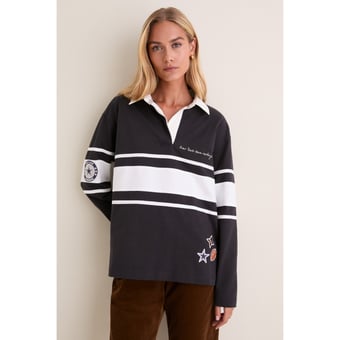 Women's Tuckernuck Navy Dallas Cowboys Rugby Long Sleeve Polo